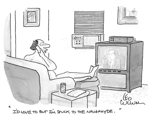 "I'd love to but I'm stuck to the naugahyde."