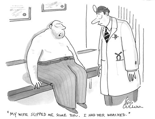 "My wife slipped me some tofu. I had her whacked."