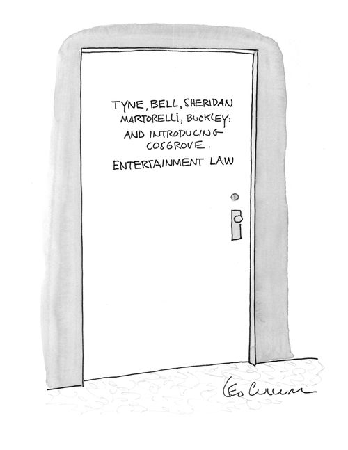 Tyne, Bell, Sheridan Martorelli, Buckley, and introducing Cosgrove. Entertainment law