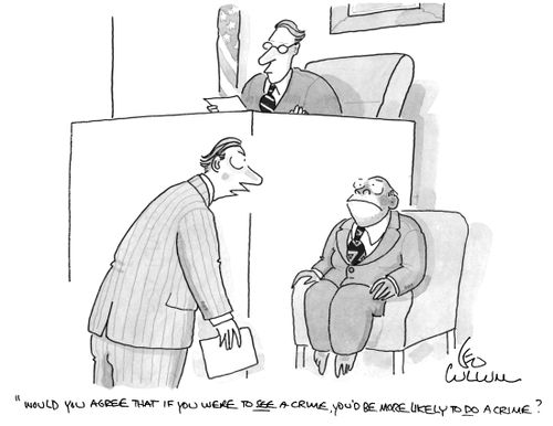"Would you agree that if you were to see a crime, you'd be more likely to do a crime?"
