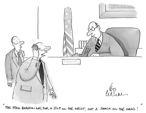 "The plea bargain was for a slap on the wrist, not a smack on the head!"