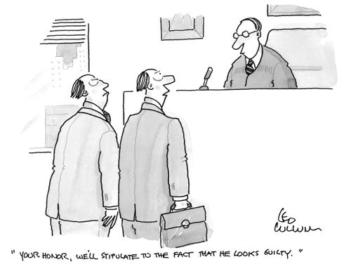 "Your honor, we'll stipulate to the fact that he looks guilty."