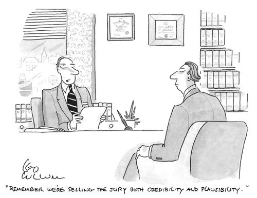 "Remember we're selling the jury both credibility and plausibility."
