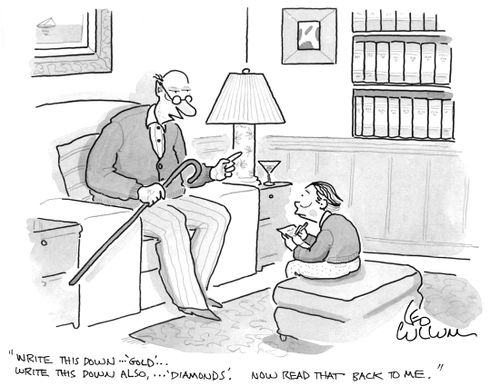 "Write this down …'Gold' … write this down also, … 'Diamonds'. Now read that back to me."