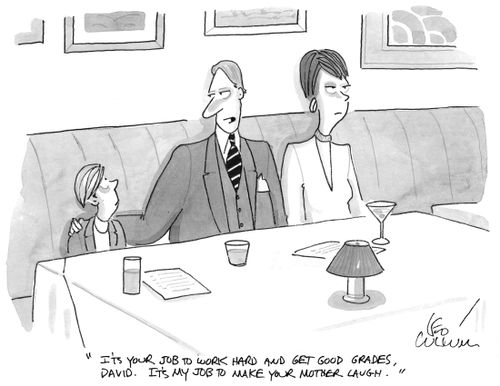 "It's your job to work hard and get good grades, David. It's my job to make your mother laugh."