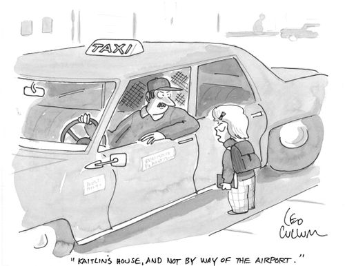 "Kaitlin's house, and not by way of the airport."