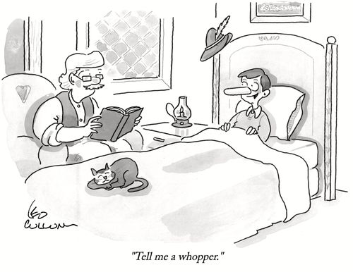 "Tell me a whopper."