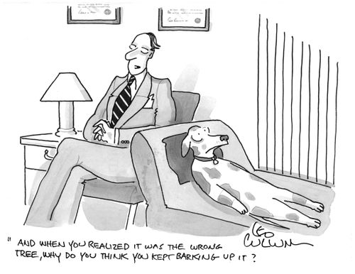 "And when you realized it was the wrong tree, why do you think you kept barking up it?"