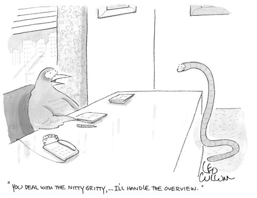 "You deal with the nitty gritty, I'll handle the overview."