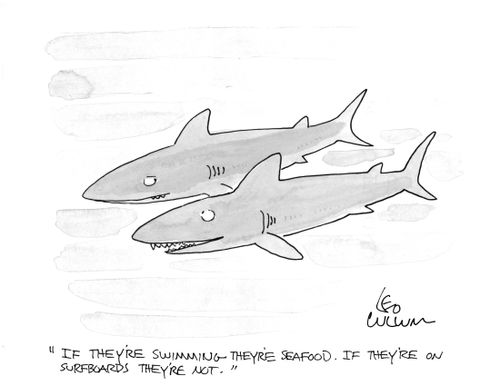 "If they're swimming they're seafood. If they're on surfboards they're not."