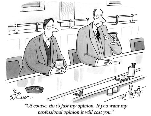 "Of course, that's just my opinion. If you want my professional opinion it will cost you."