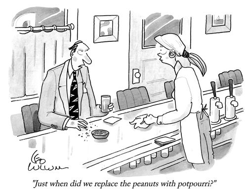 "Just when did we replace the peanuts with potpourri?"