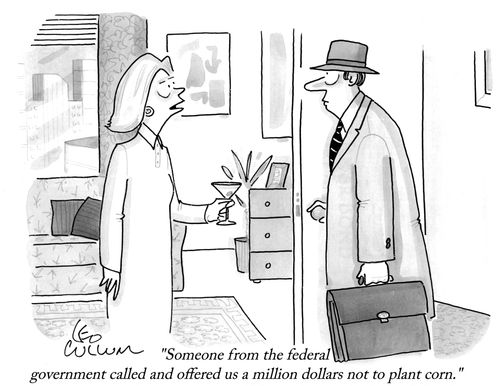 "Someone from the federal government called and offered us a million dollars not to plant corn."