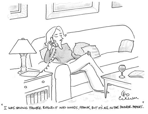 "I was having trouble putting it into words, frank, but it's all in the divorce papers."