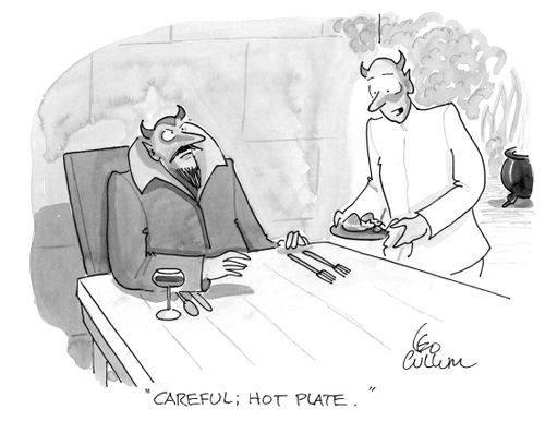 "Careful; hot plate."