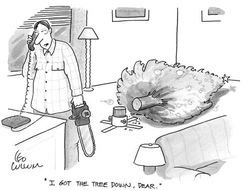 "I got the tree down, dear."