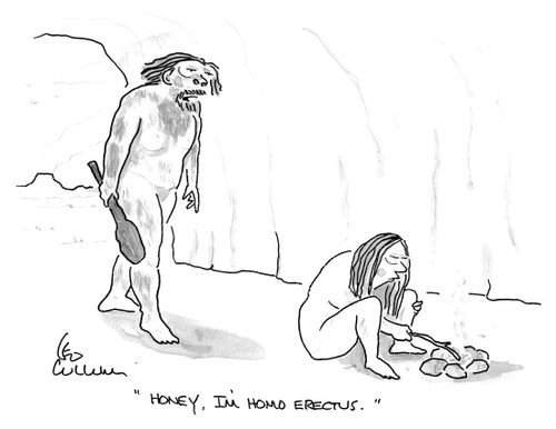 "Honey, I'm homo erectus."