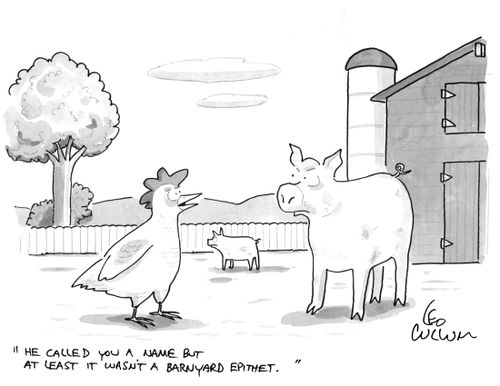 "He called you a name but at least it wasn't a barnyard epithet."
