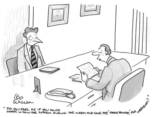 "Do you feel as if you could work within the system during the week and save the 'free range' for weekends?"