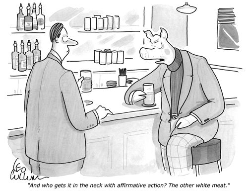 "And who gets it in the neck with affirmative action? The other white meat."