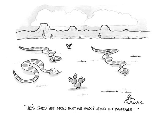 "He's shed his skin but he hasn't shed his baggage."