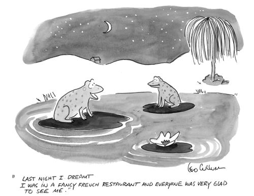 "Last night I dreamt I was in a fancy french restaurant and everyone was very glad to see me."