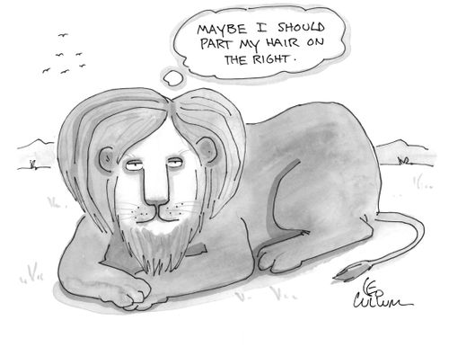 "May be I should part my hair on the right."