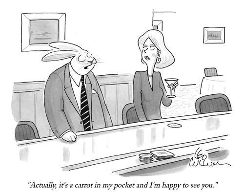 "Actually, it's a carrot in my pocket and I'm happy to see you."