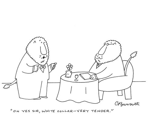 "Oh yes sir, white collar—very tender."