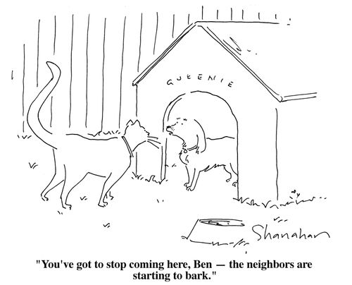 "You've got to stop coming here, Ben—the neighbors are starting to bark."
