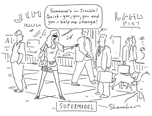 "Someone's in trouble! Quick - you, you, you and you—help me change!"