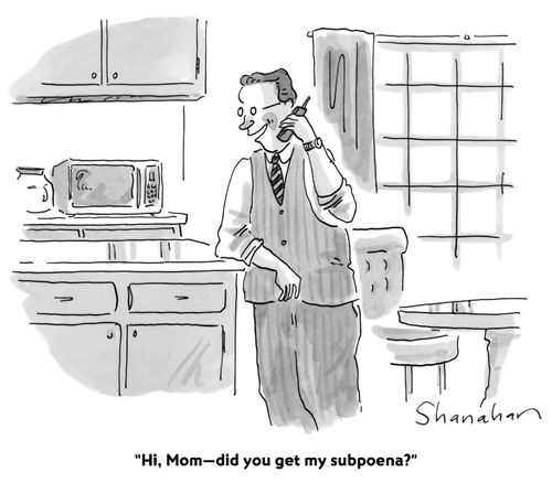 "Hi Mom - Did you get my subpoena?"