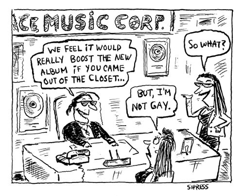 "We feel it would really bpost the new album  of you came out of the closet..."