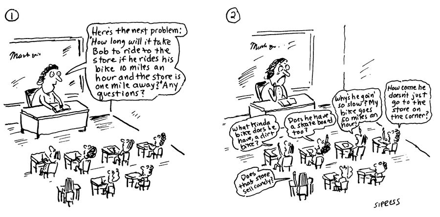 Word problems in math class.