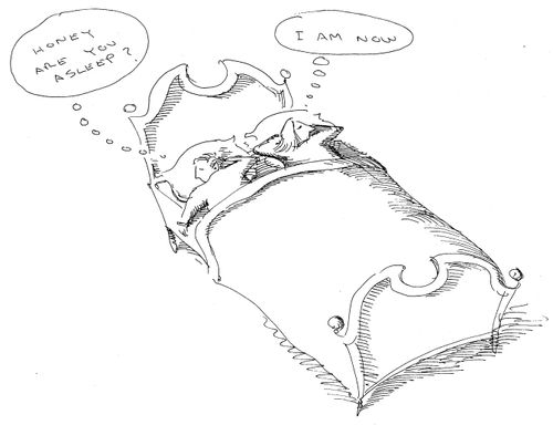 "Honey are you asleep?" "I am now."