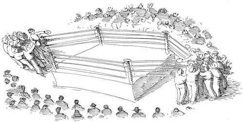 Boxing crowd aim to catapault opponents at each other.