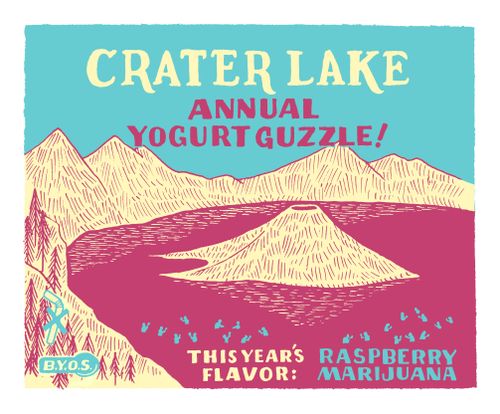 Crater Lake Annual Yogurt Guzzle! This year's flavor: Raspberry Marijuana.