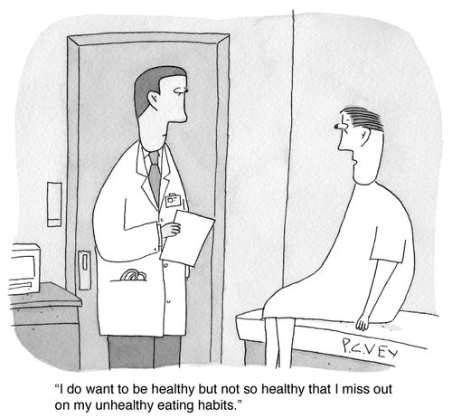 "I do want to be healthy but not so healthy that I miss out on my unhealthy eating habits."