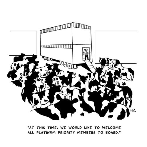 "At this time, we would like to welcome all platinum priority members to board."