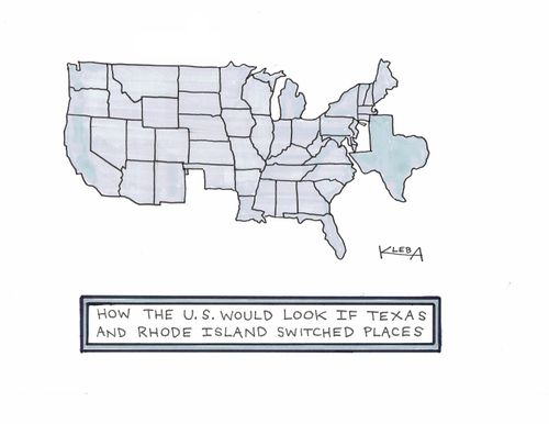 How the U.S. would look if Texas and Rhode Island switched places