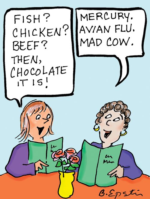 "Fish? Chicken? Beef? Then, chocolate it is!"