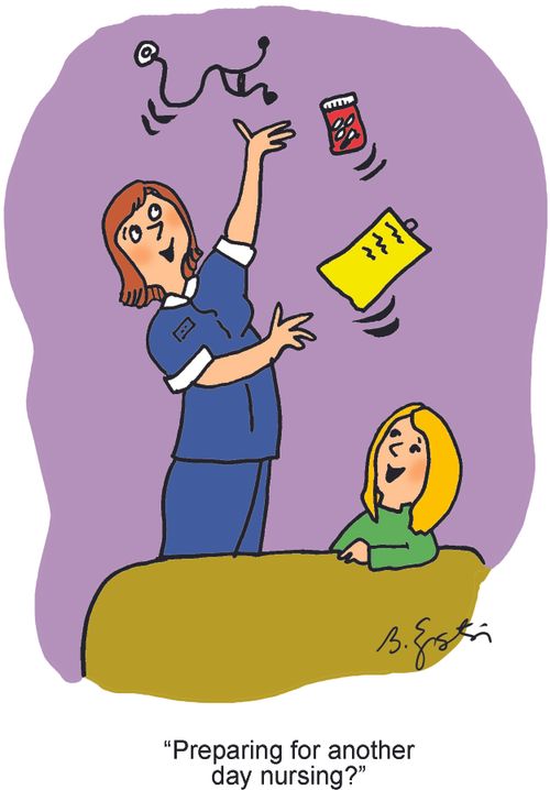 "Preparing for another day nursing?"