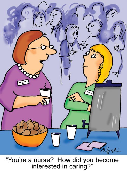 "You're a nurse? How did you become interested in caring?"