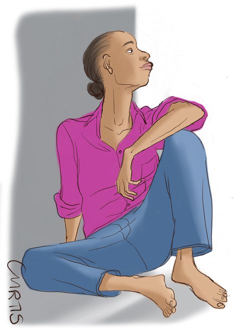 A sitting woman