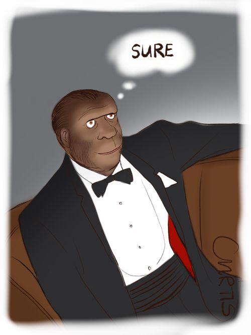 A monkey in a suit