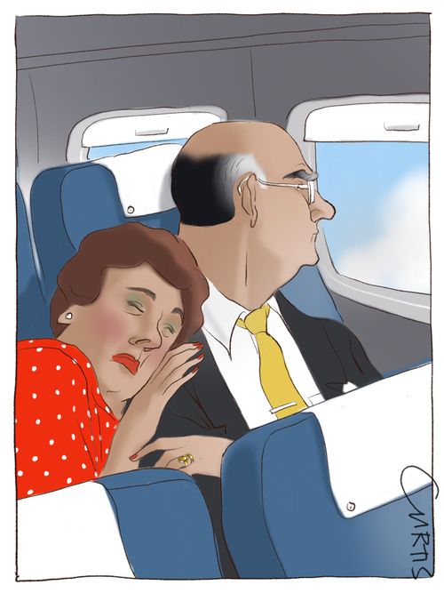 Asleep on an airplane