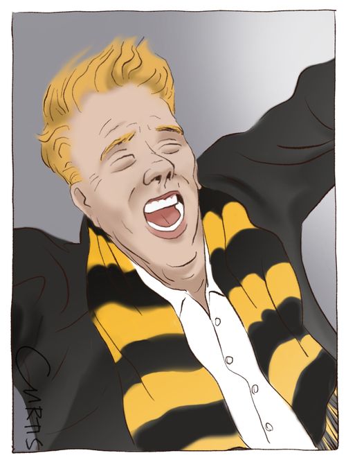 A man cheers