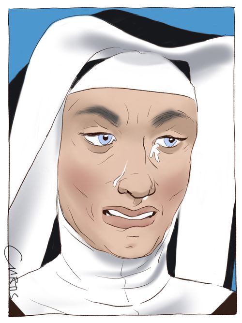 A nun cries