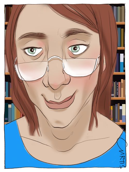 A woman in glasses