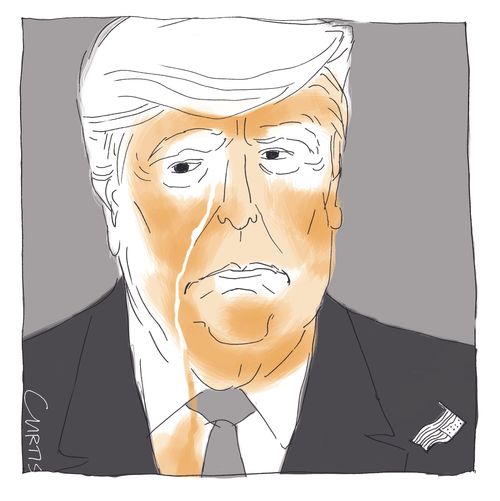 Trump's tears washing away his fake tan